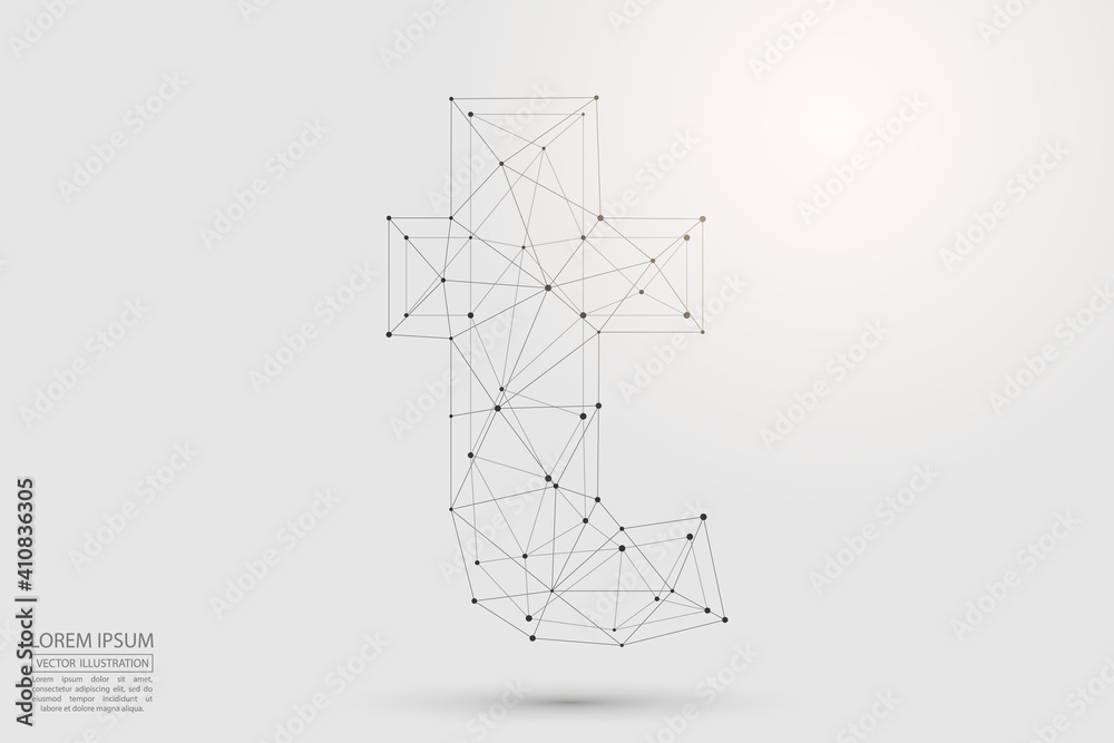 English letters abstract font consists 3d of triangles, lines, dots and connections. Vector illustration EPS 10. English letters abstract font consists 3d of triangles, lines, dots and connections. Vector illustration EPS 10.