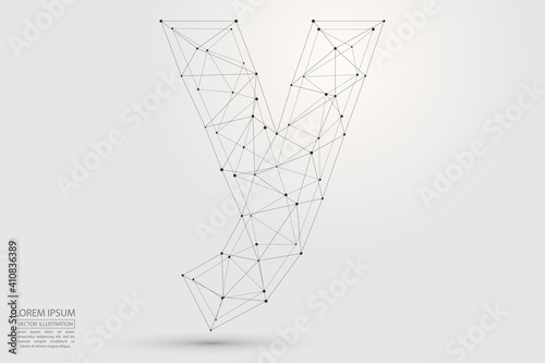English letters abstract font consists 3d of triangles, lines, dots and connections. Vector illustration EPS 10.