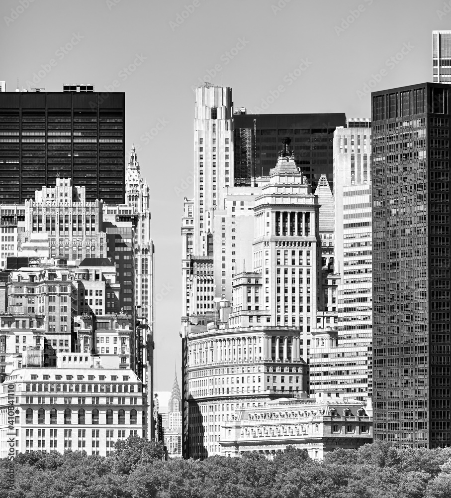 Black and white picture of Manhattan diverse architecture, New York City, US. Black and white picture of Manhattan diverse architecture, New York City, US.
