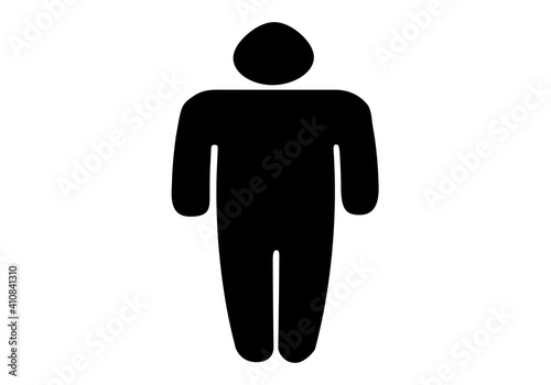 Icono negro de hombre obeso en fondo blanco.