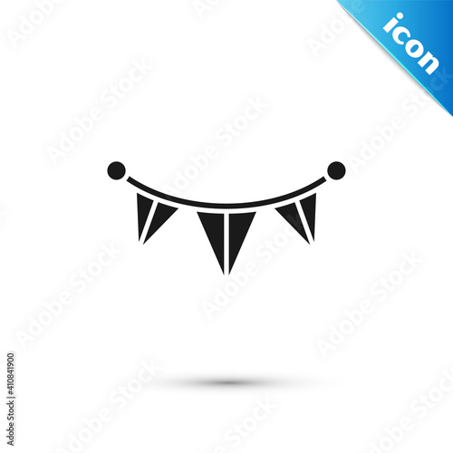 Grey Carnival garland with flags icon isolated on white background. Party pennants for birthday celebration, festival and fair decoration. Vector.