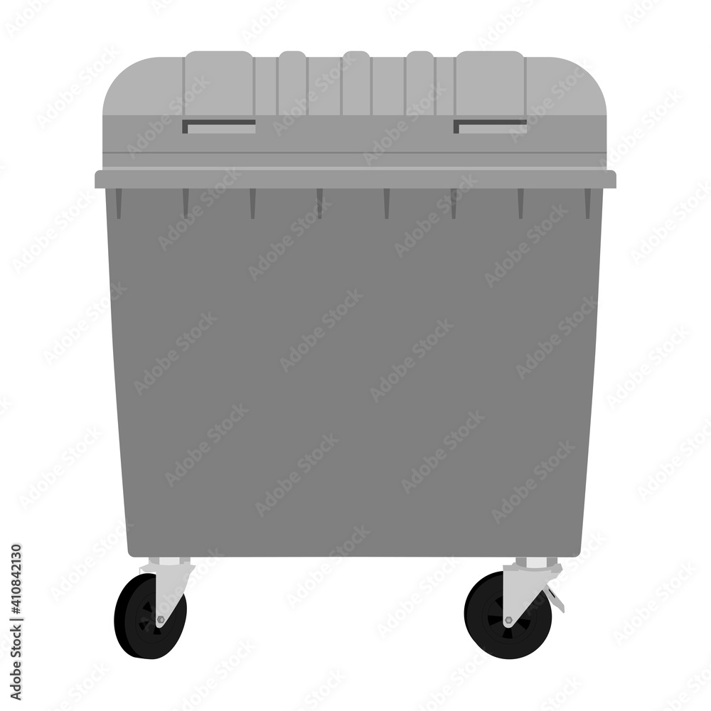 Gray garbage container isolated on white background. Vector illustration Gray garbage container isolated on white background. Vector illustration