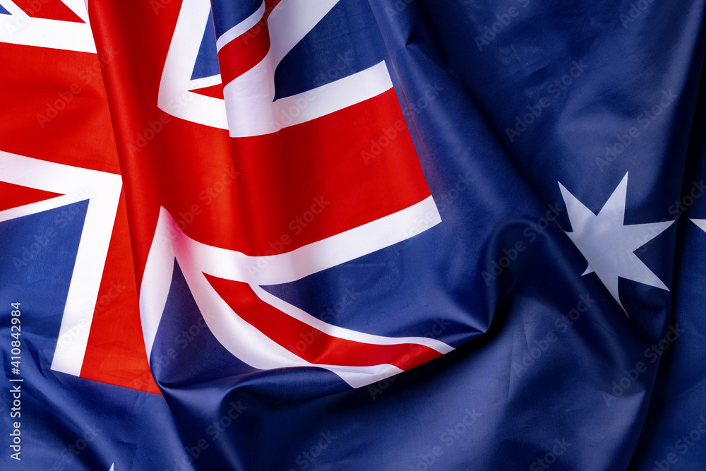 Fototapeta premium National flag of Australia, fabric textile background
