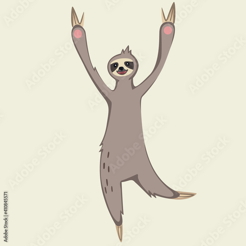 Fototapeta Naklejka Na Ścianę i Meble -  Cute happy sloth illustration cartoon character
