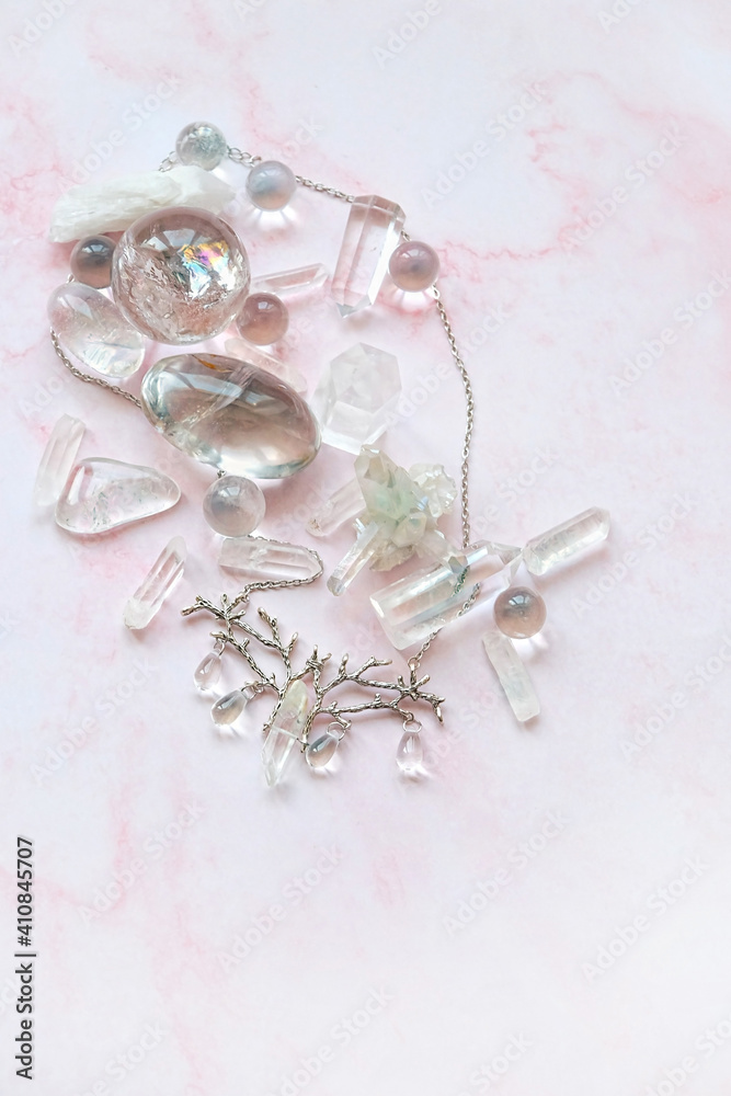 clear quartz minerals. Magic gemstones for Crystal Ritual. Witchcraft, Relax, Healing stones. spiritual practice, Esoteric and life balance concept clear quartz minerals. Magic gemstones for Crystal Ritual. Witchcraft, Relax, Healing stones. spiritual practice, Esoteric and life balance concept