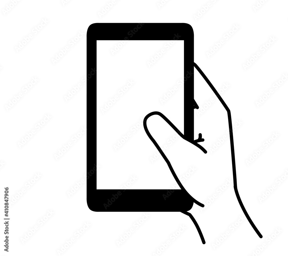 スマホを持つ手 右手 白黒 イラスト スマホを持つ手 右手 白黒 イラスト