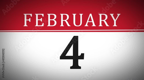 Month of February Calendar or Leap Year Page Turn Animation photo