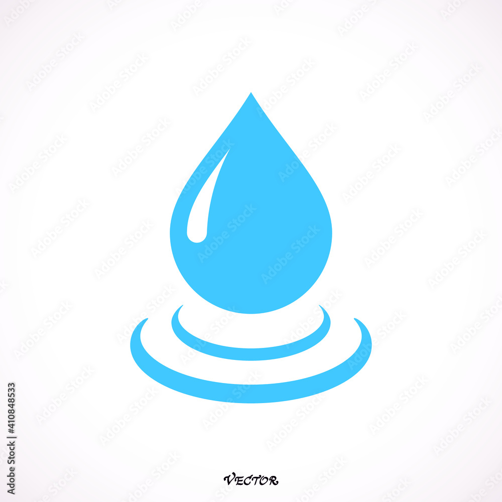 Rain Drop, flat blue icon isolated on white background Rain Drop, flat blue icon isolated on white background
