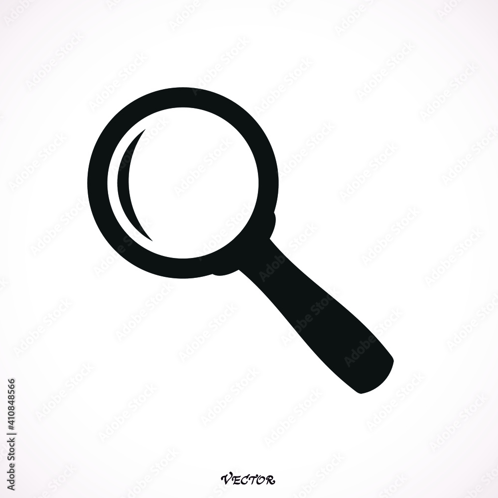 magnifying glass and eye vector icon. Isolated on White Background magnifying glass and eye vector icon. Isolated on White Background