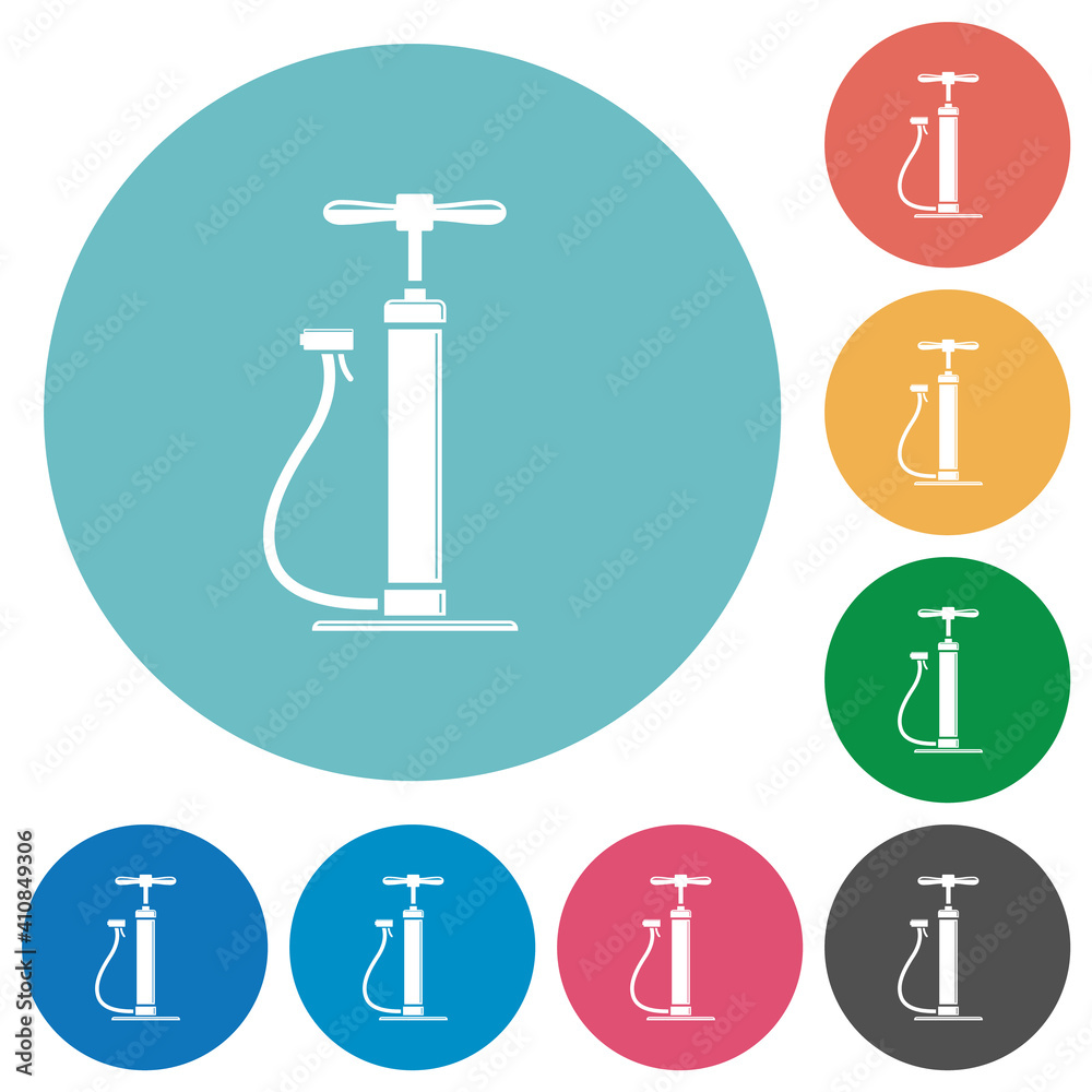 Air pump with gloss flat round icons Air pump with gloss flat round icons