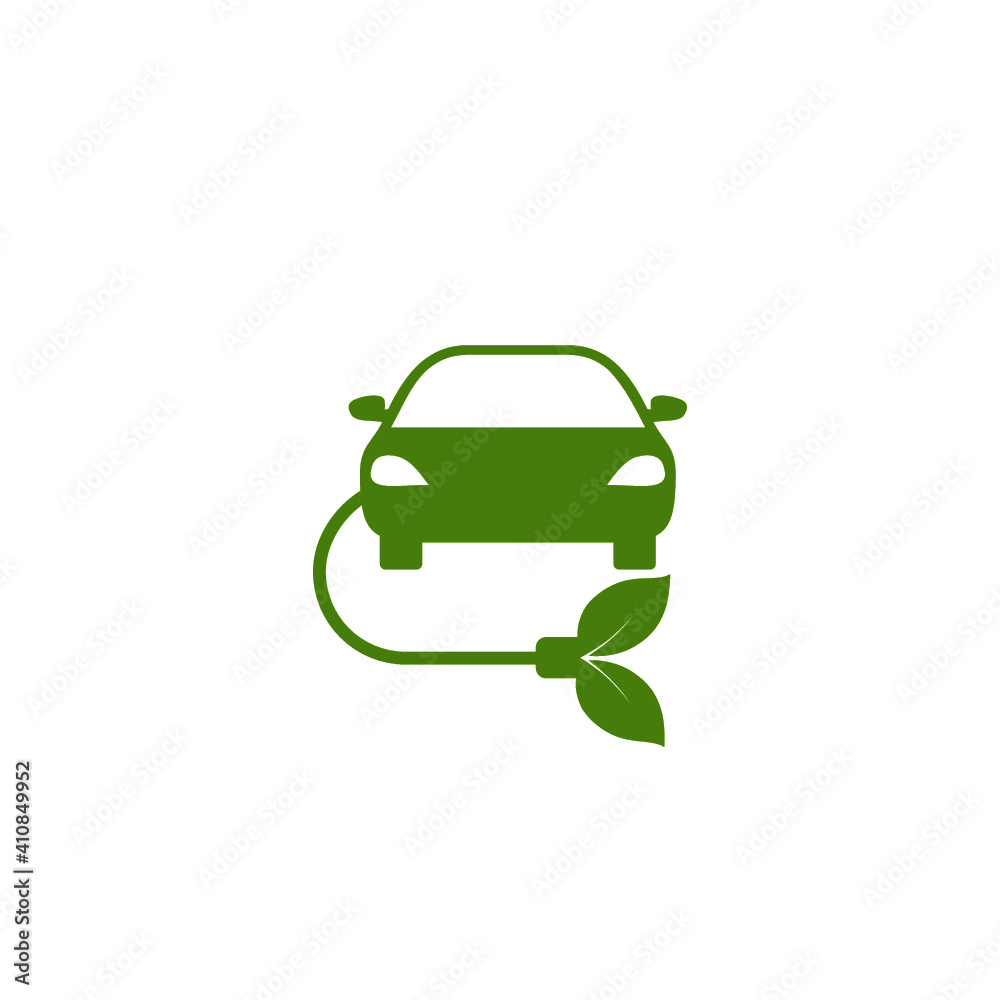 Green eco car icon isolated on white background Green eco car icon isolated on white background