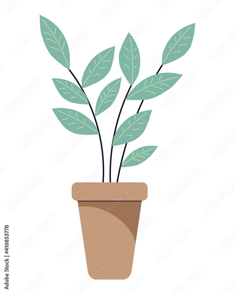 Green flowering houseplant in a pot. Minimalistic flat style cute illustration. Isolated cartoon illustration Green flowering houseplant in a pot. Minimalistic flat style cute illustration. Isolated cartoon illustration