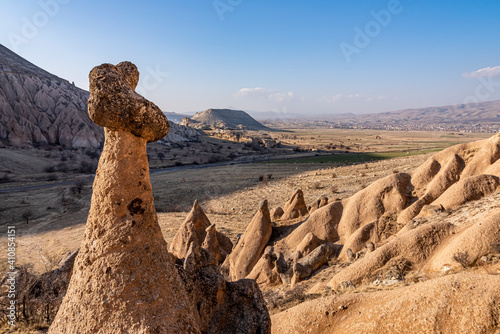Beautiful historical and touristic places in Zelve valley , fairy chimneys, cave houses, Cappadocia, Nevsehir, Turkey