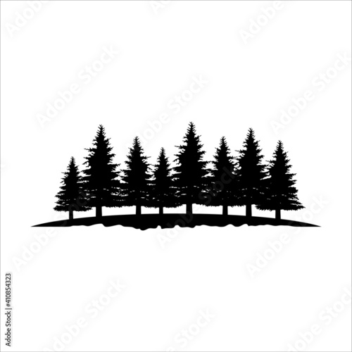 fir and spruce Tree silhouette black vector. Isolated set forest trees on white background.