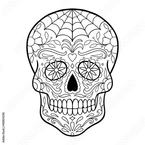 sugar skull, day of death vector illustration