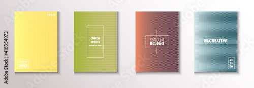 Folded Minimal Cover Vector Set. Modern Flyer Texture Design. 80s