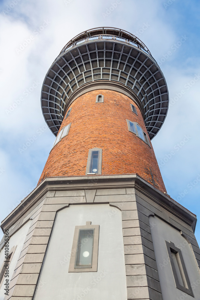 Brick 40-meter water tower. The symbol of the city. Built in 1904. Zelenogradsk, Russia 