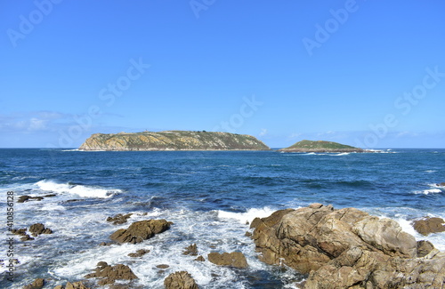 Islas Sisargas or Sisargas Atlantic Islands located in Costa da Morte Region. View from Camiño dos Faros. Malpica de Bergantiños, Coruña, Galicia, Spain.