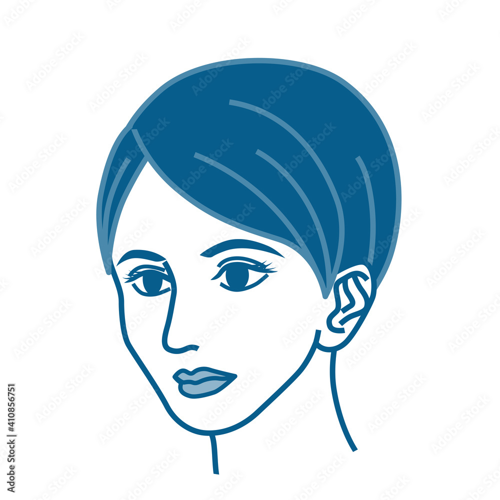 Woman's face - oblique angle, single color Woman's face - oblique angle, single color