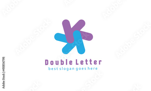 Overlapping KK letter logo design. isolated white alphabet logo template. vector