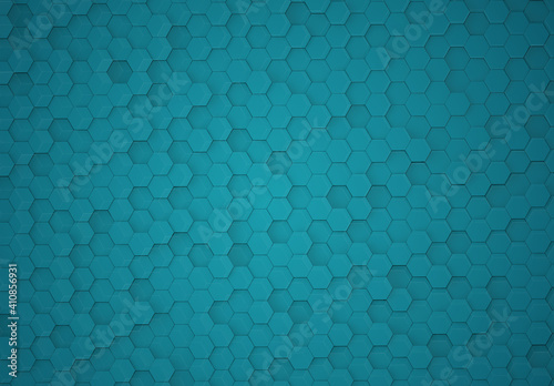 Hexagons background pattern on textured metallic surface. Abstract hexagonal honeycomb graphic wallpaper 3D rendering © sdecoret