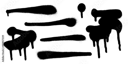 Set of graffiti spray banner. Vector spray paint shapes with smudges