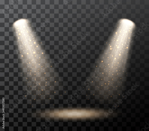 Magic Lights and bokeh on night dark blue sky with sparkling stars