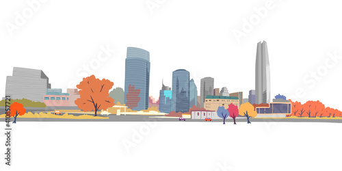 Santiago. Chile. South America. Urban sketch. Hand drawn vector illustration