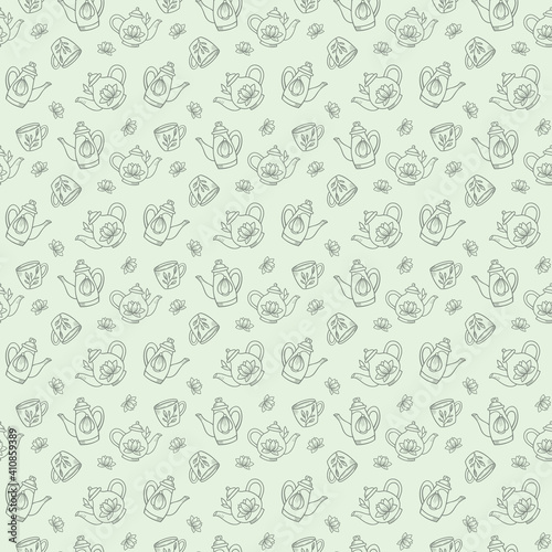 Teapot seamless repeat pattern vector background