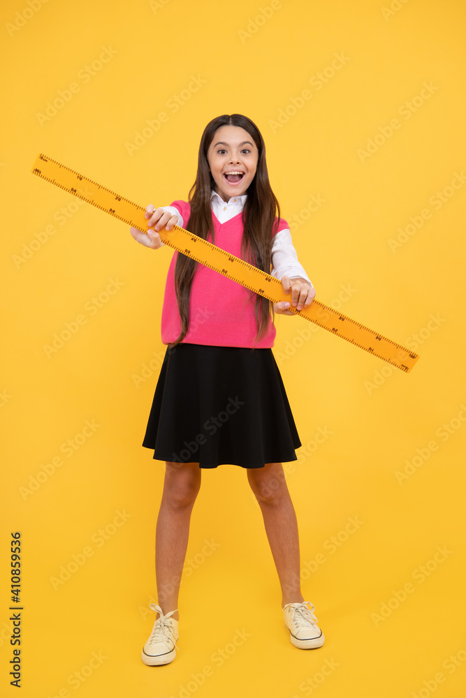 surprised kid girl use ruler to learn mathematics, measurement surprised kid girl use ruler to learn mathematics, measurement