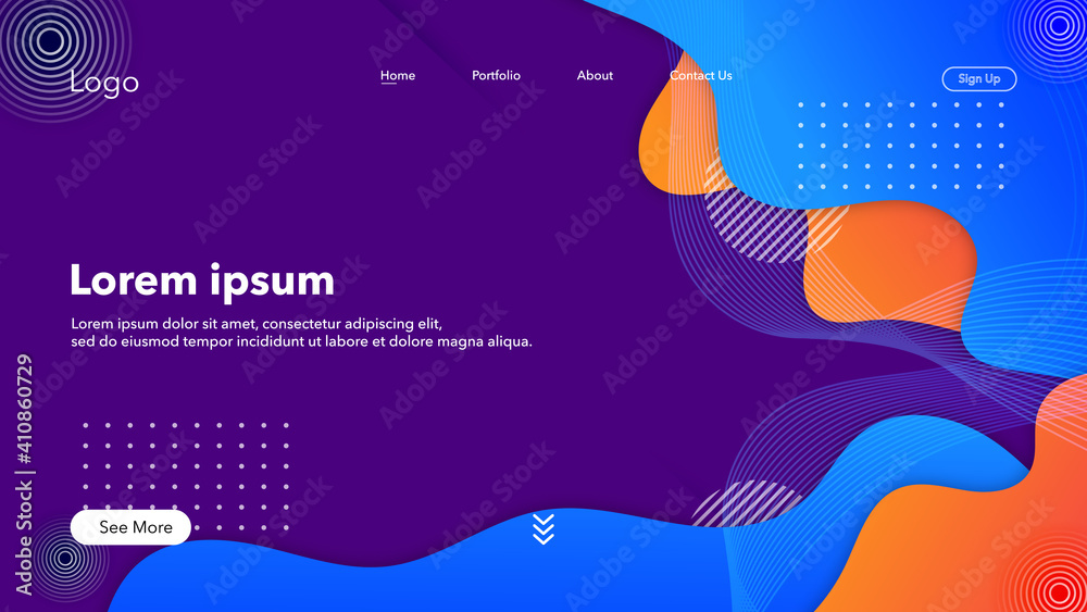 landing page with abstract colorful geometric background