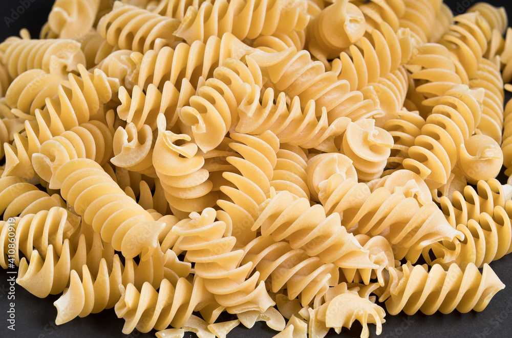 Italian Pasta, on black background, without people, Spain, Europe Italian Pasta, on black background, without people, Spain, Europe