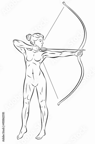 illustration of a woman archer , vector drawing