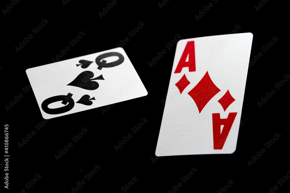Casino BlackJack cards over black background