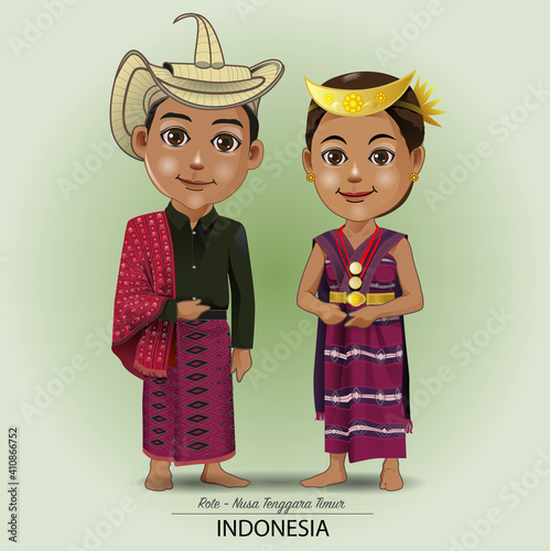 Vector illustration, Rote or East Nusa Tenggara traditional cloth. photo