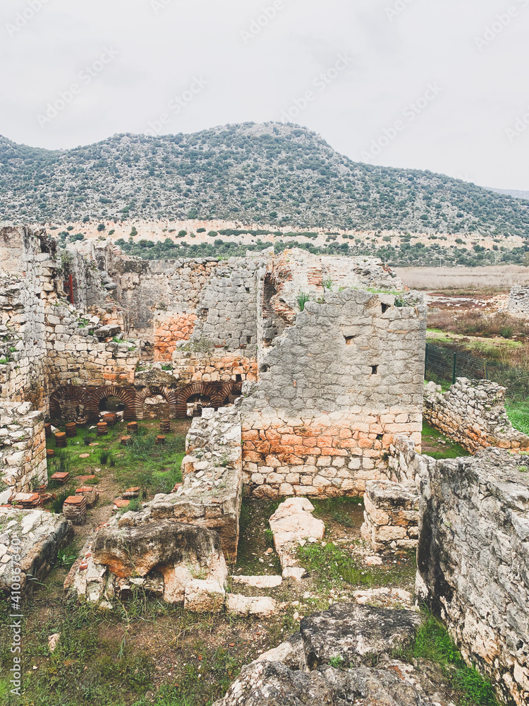 Antique town ruins, old antique  greek ruins 