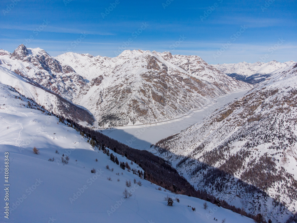 Livigno Winter and Snow Aerial View 