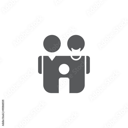 Man, woman and child icon, color, line, outline vector sign, linear style pictogram isolated on white. Symbol, logo illustration