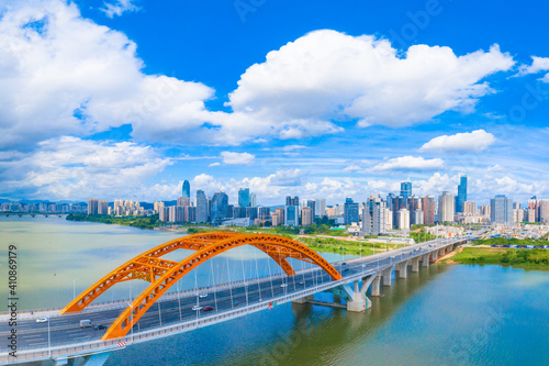 Cityscape of Longsheng Bridge, Huizhou City, Guangdong Province, China