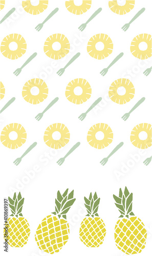 パイナップルと果実のパターンイラストPineapple and fruit pattern illustration 
