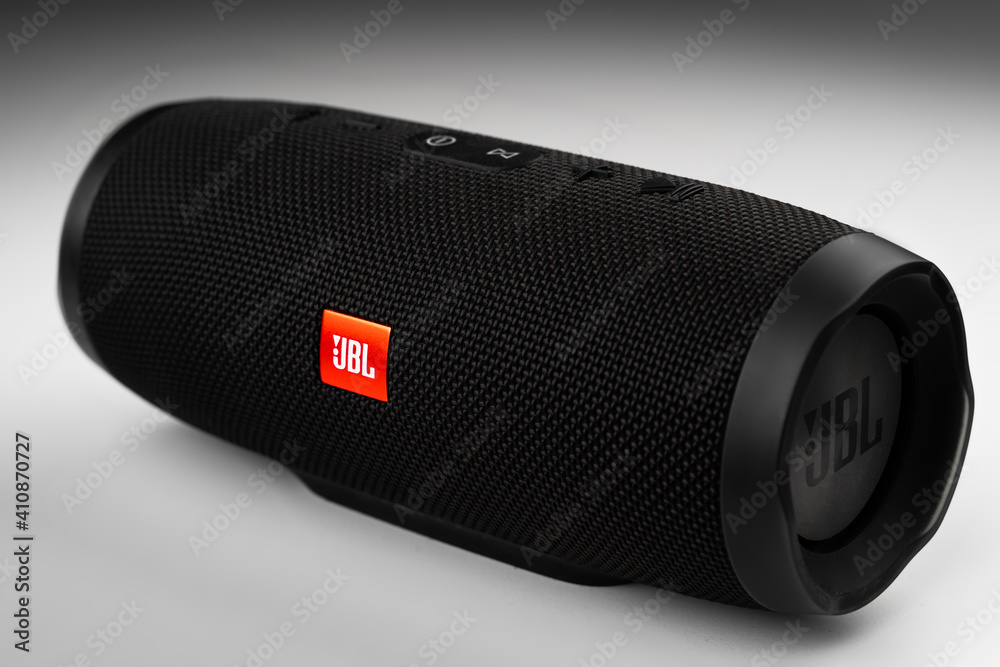 Kyiv, Ukraine - 05 Feb, 2021: JBL Charge 3 bluetooth speaker isolated on  white background. illustrative editorial. Stock Photo | Adobe Stock