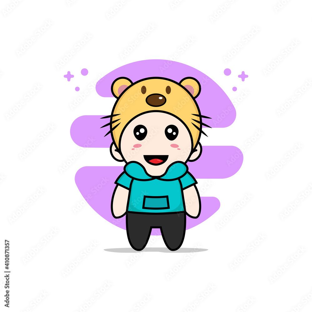 Cute kids character wearing beaver costume. Cute kids character wearing beaver costume.