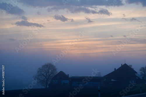 Sunrise over village of Maur, Switzerland,  © Michael Derrer Fuchs