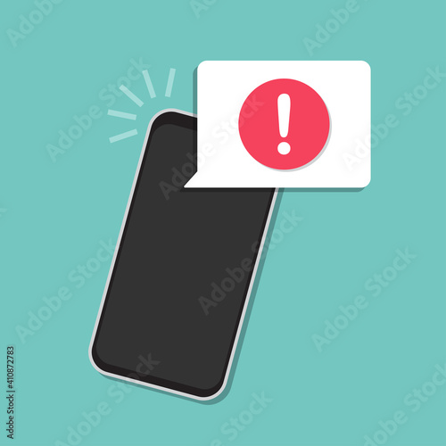 Error smartphone notification in a flat design. Vector illustration