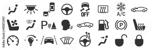 Car interior buttons set icons in simple design. Vector illustration photo