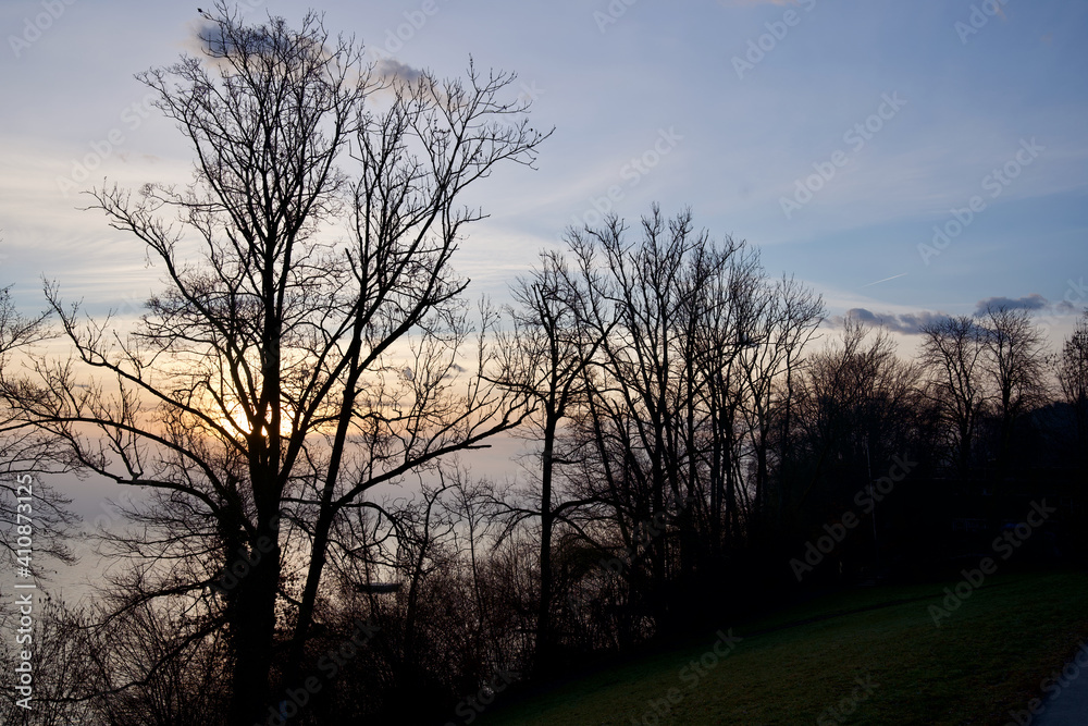 Sunrise over the lake of Greifensee, Maur, Switzerland. Sunrise over the lake of Greifensee, Maur, Switzerland.