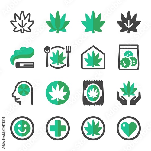 cannabis and marijuana icon set,vector and illustration