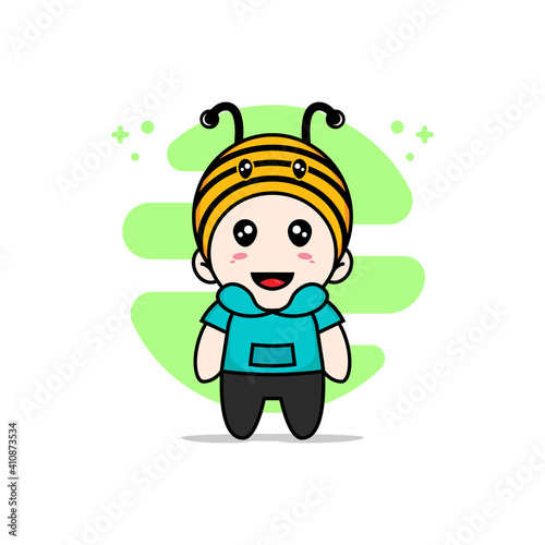 Cute kids character wearing bee costume.