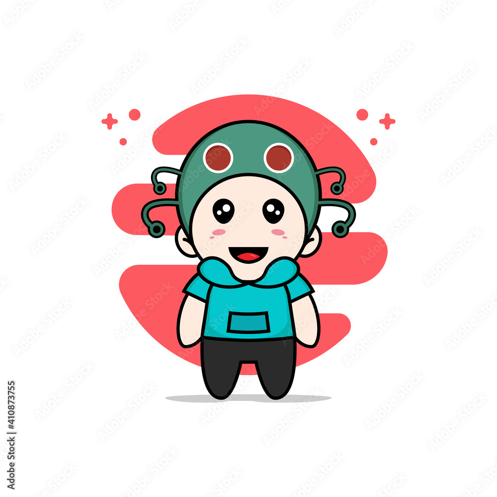 Cute kids character wearing caterpillar costume. Cute kids character wearing caterpillar costume.