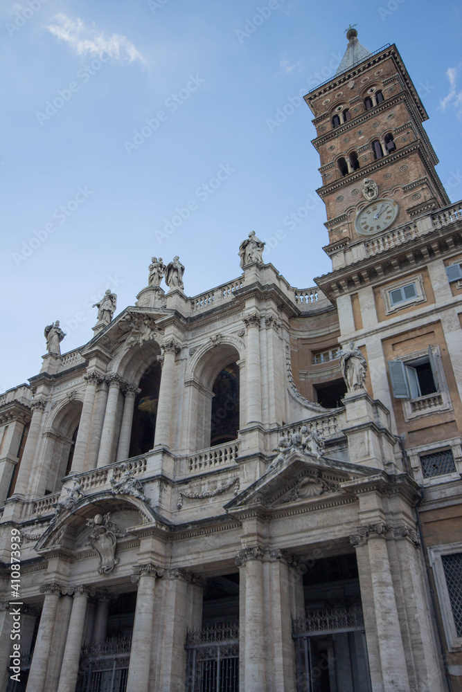 In front of The Basilica of Saint Mary Major .is a Papal major basilica and the largest Catholic Marian church in Rome, Italy.And enshrines the venerated image of Salus Populi Romani.